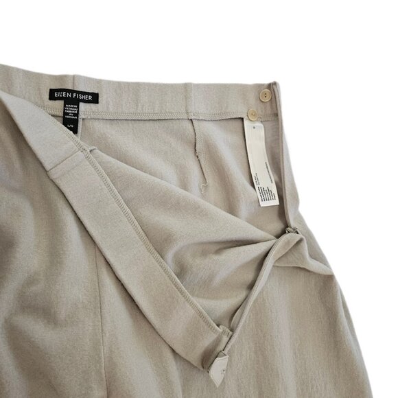 Eileen Fisher Felted Wool Jersey Wide Leg Long Pant Regenerative Wool Chalk L - Picture 5 of 12